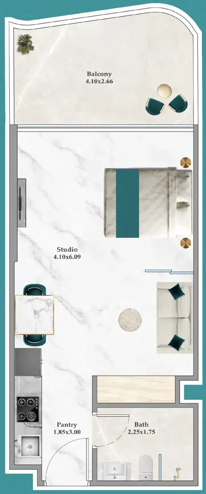 0 bedroom Apartments floor plan at Breez