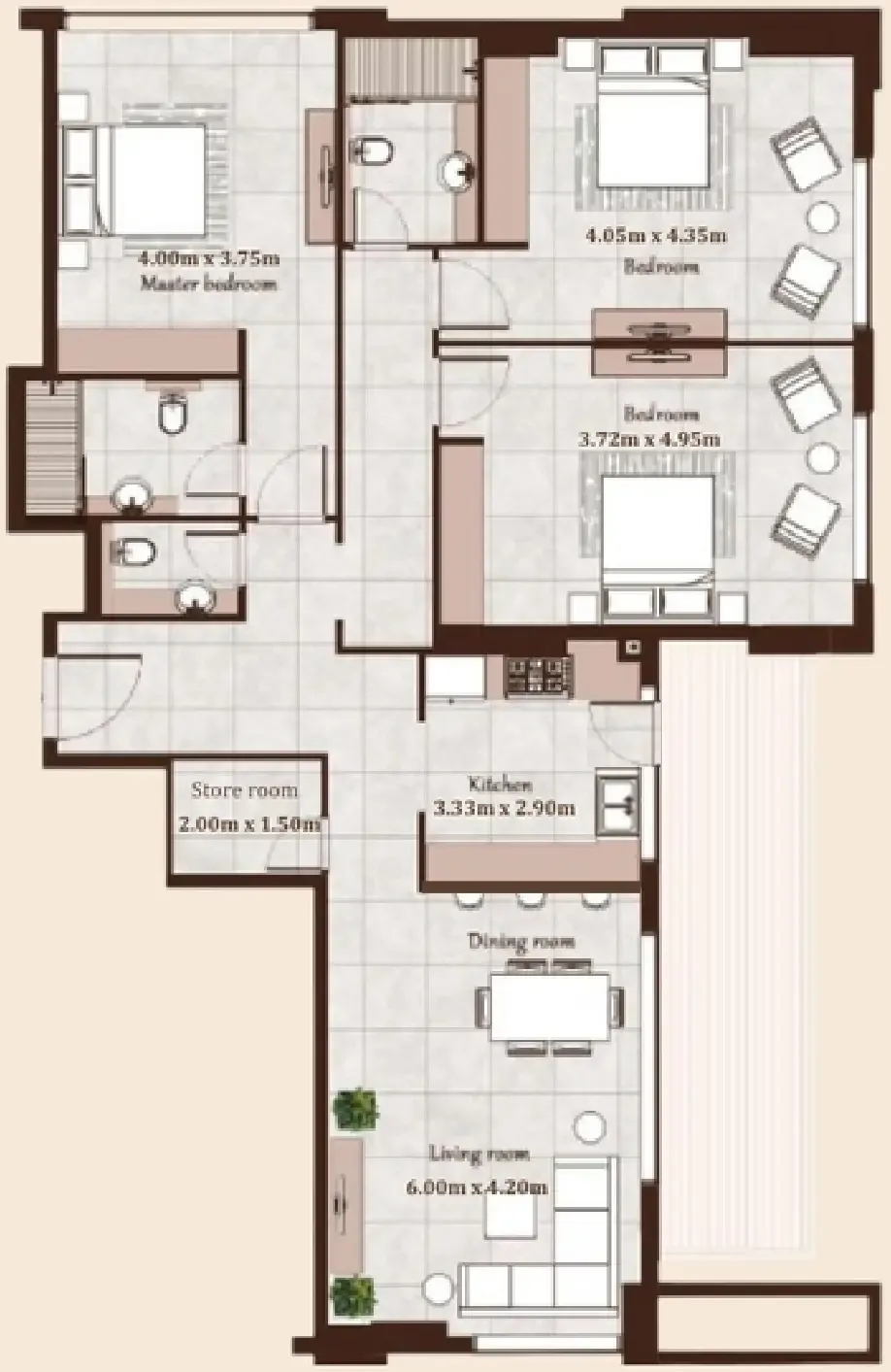 3 bedroom Apartments floor plan at Maison Cannelle Residence
