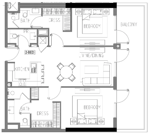 2 bedroom Apartments floor plan at Damac Riverside Views