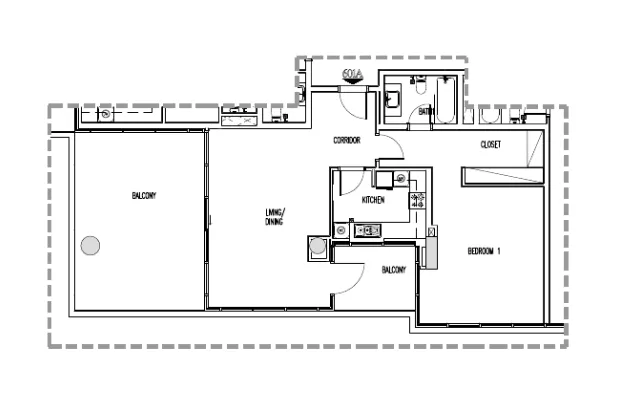 1 bedroom Apartments floor plan at Damac Hills - Park Town