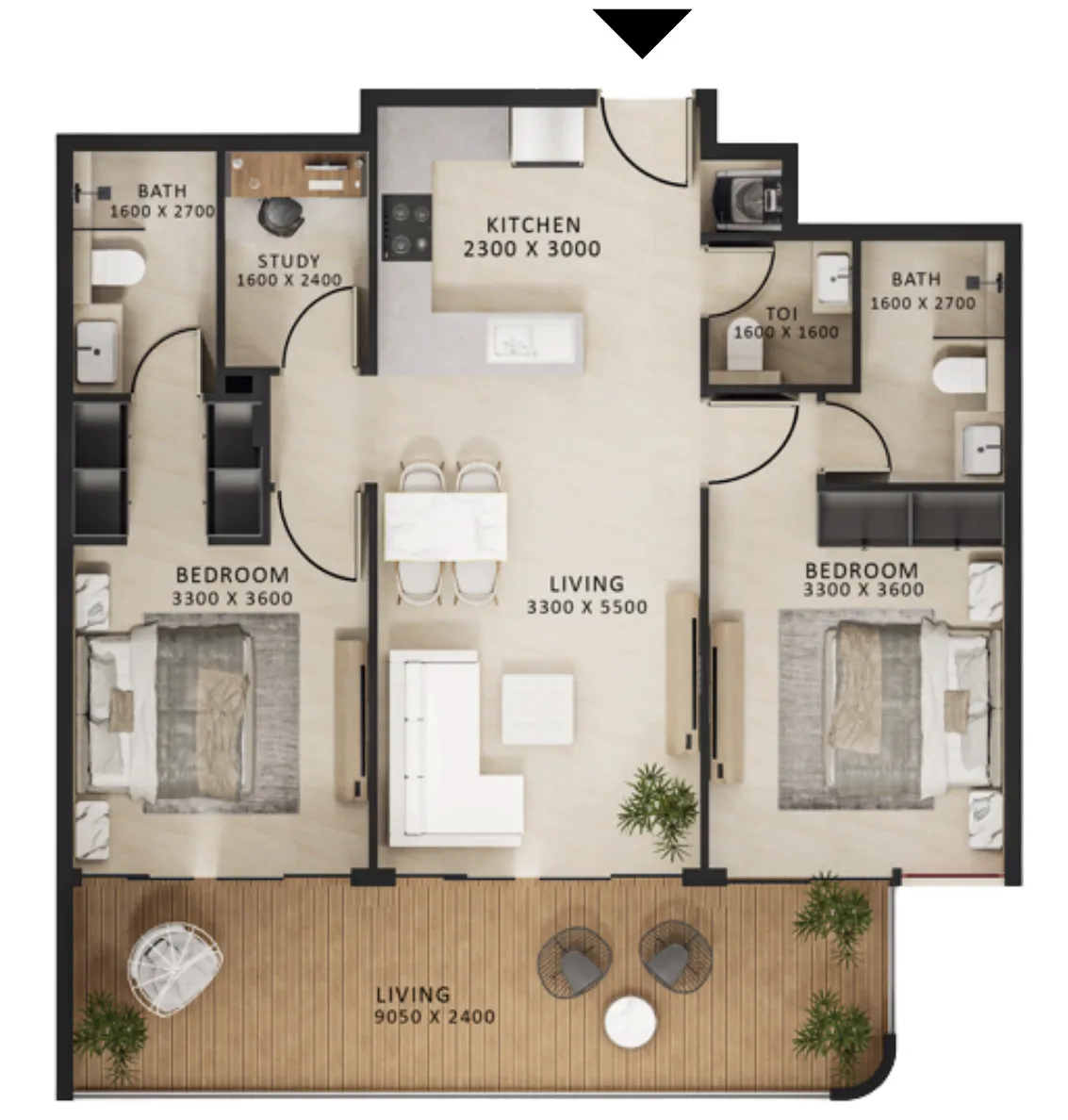 2 bedroom Apartments floor plan at Altair 52
