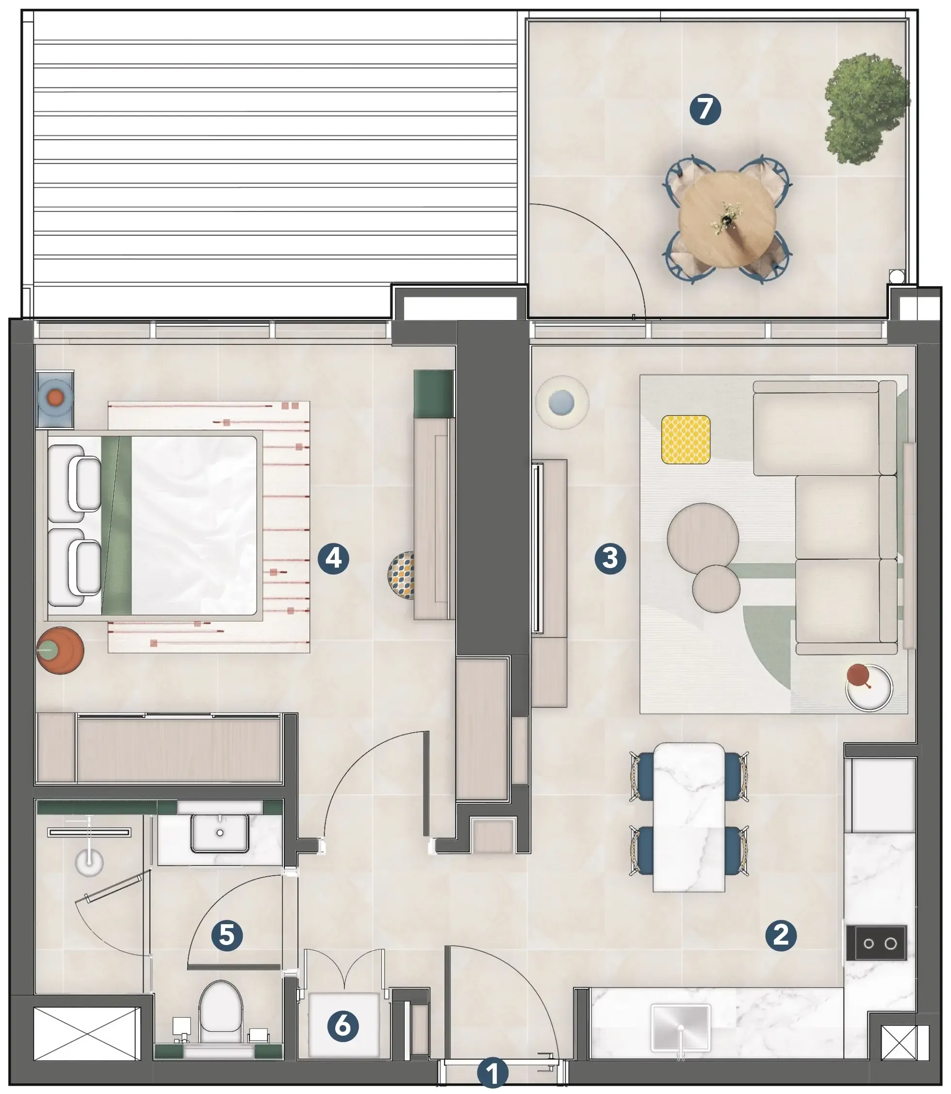 1 bedroom Apartments floor plan at Rove Home Meydan Horizon
