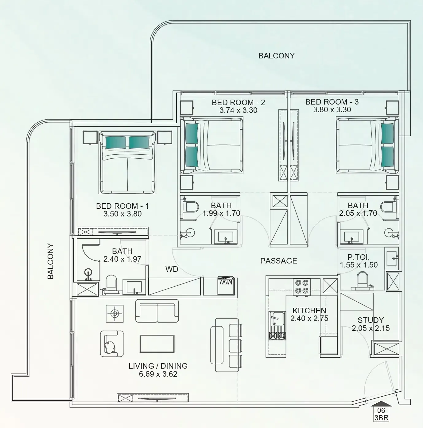 3.5 bedroom Apartments floor plan at Floarea Breeze