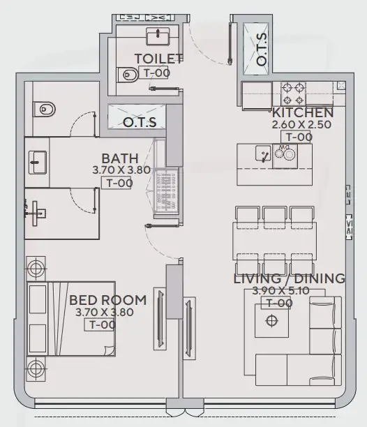 1 bedroom Apartments floor plan at Trillium Heights