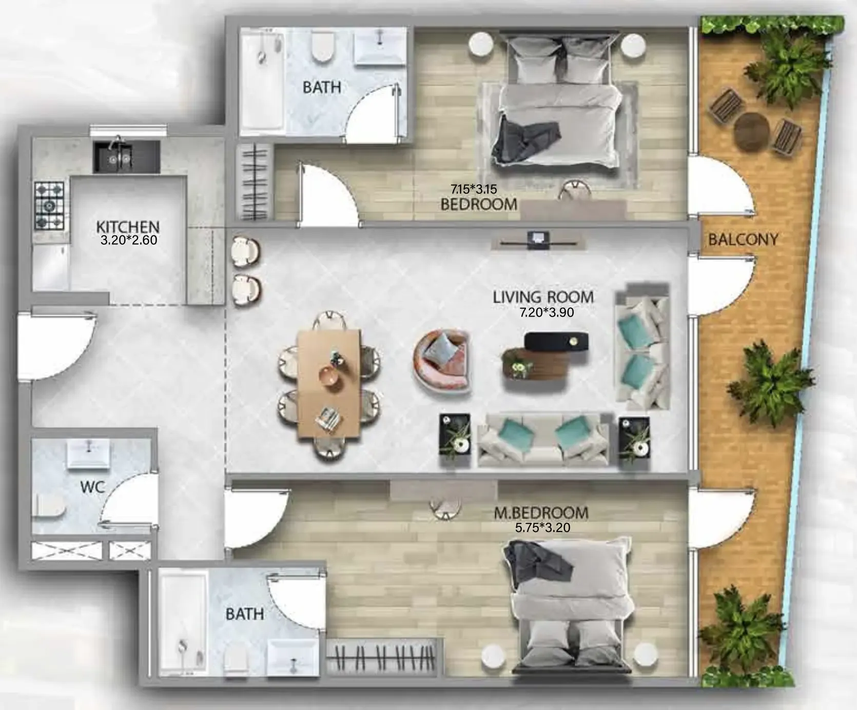 2 bedroom Apartments floor plan at 311 Boulevard