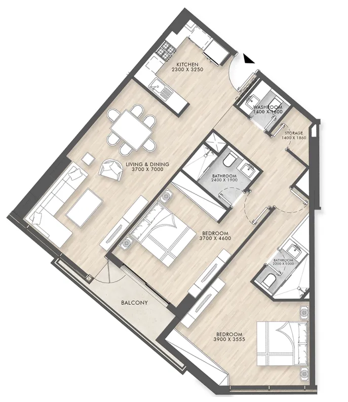 2 bedroom Apartments floor plan at Capital Horizon Terraces