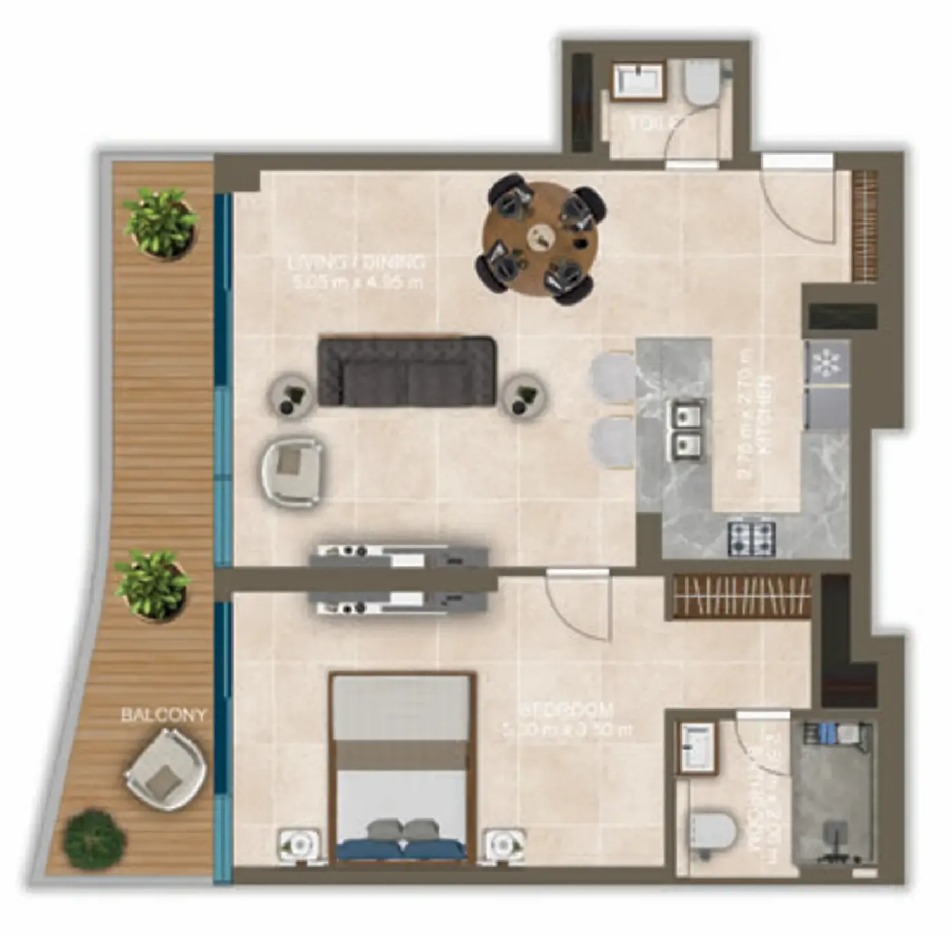 1 bedroom Apartments floor plan at Nova Tower