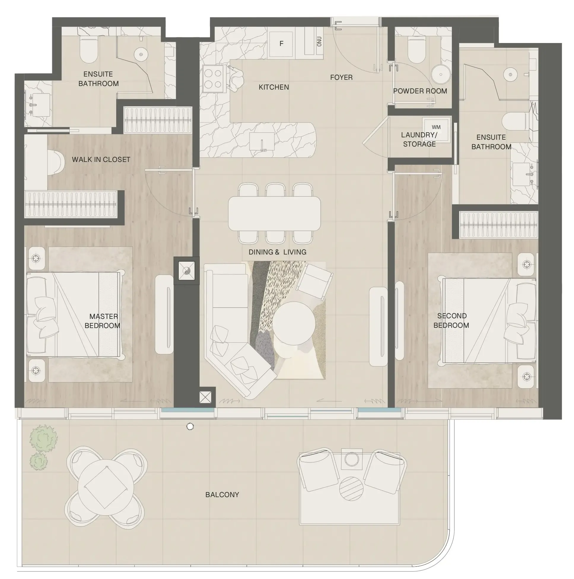 2 bedroom Apartments floor plan at Mondrian Phases 1 and 2