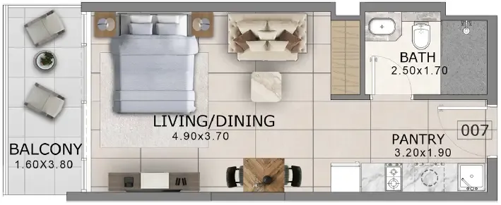 0 bedroom Apartments floor plan at Arlington Park 2