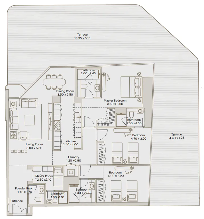 3 bedroom Apartments floor plan at Eleve