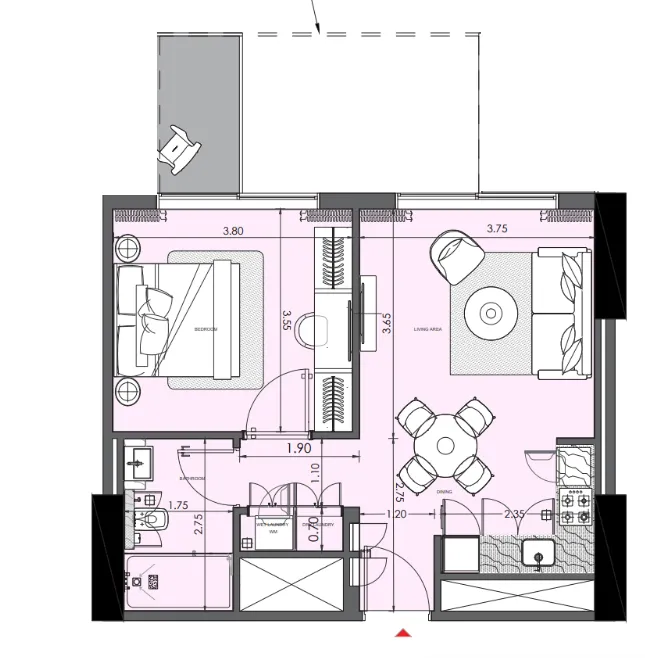 1 bedroom Apartments floor plan at Azizi Wasel