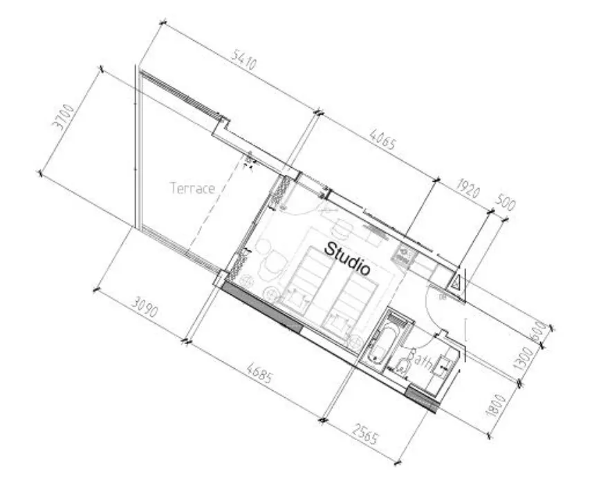 0 bedroom Apartments floor plan at Damac Hills 2 - Hotel Edge by Rotana
