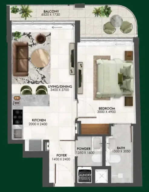 1 bedroom Apartments floor plan at Enchante