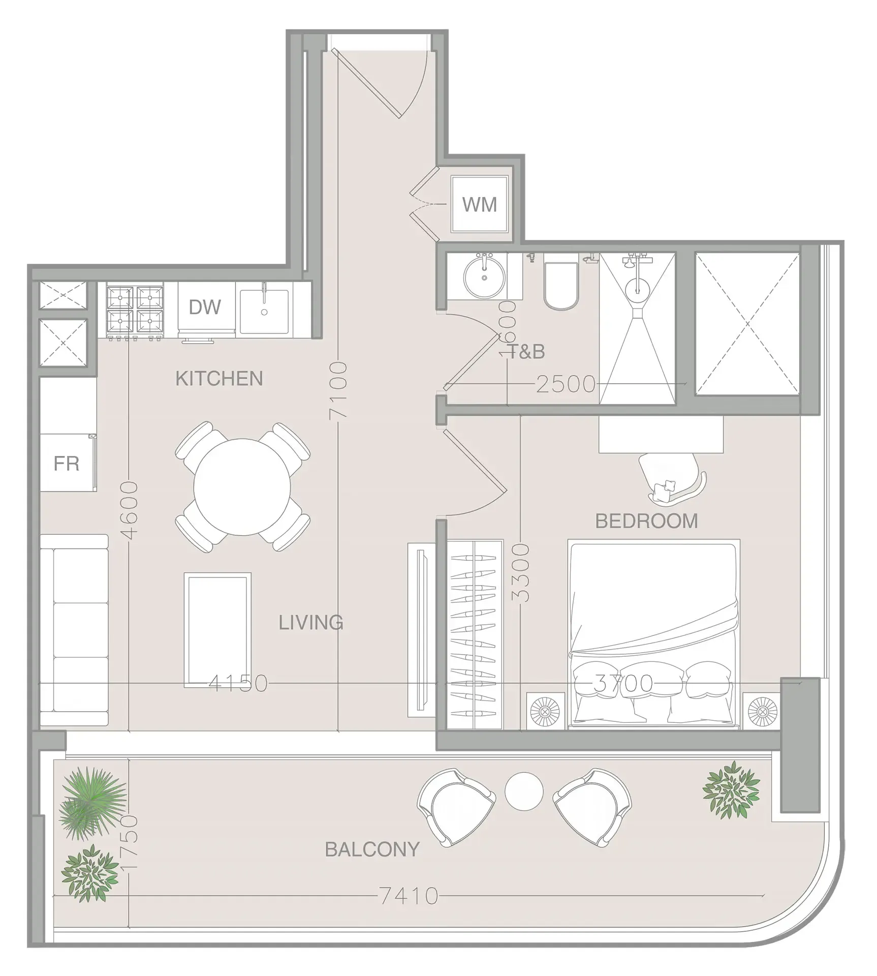 1 bedroom Apartments floor plan at ELAR1S Axis