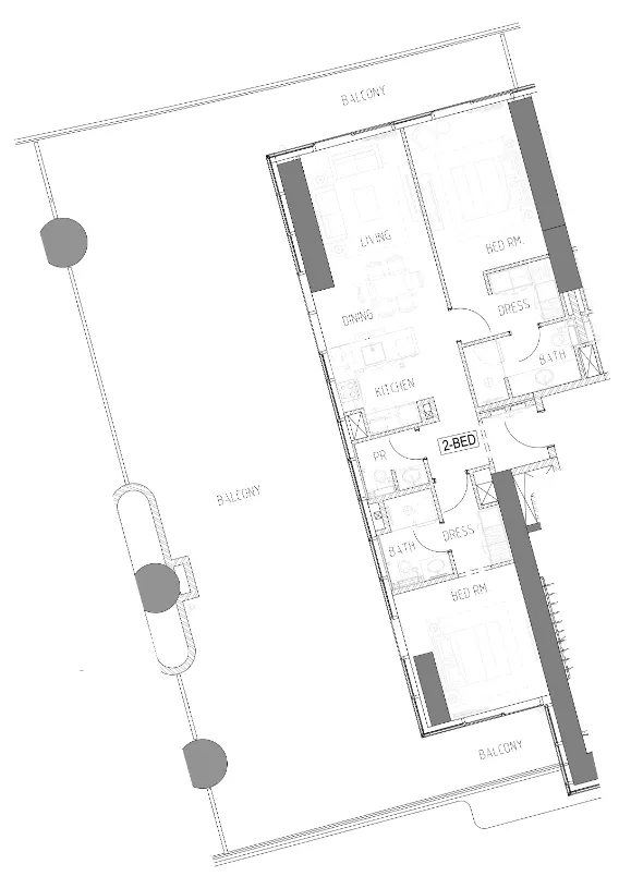 2 bedroom Apartments floor plan at Damac Bay 2