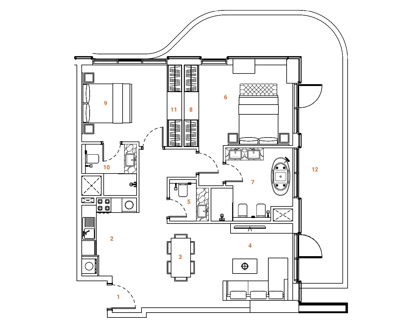 2 bedroom Apartments floor plan at The Orchard Place Towers A & B