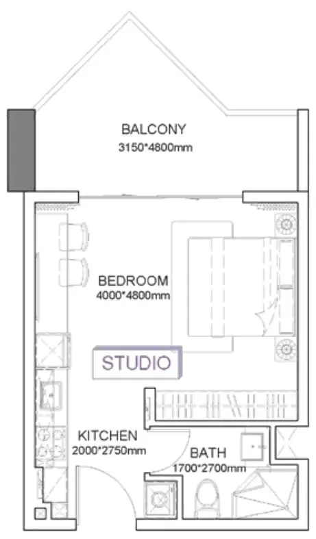 0 bedroom Apartments floor plan at Listone Residence