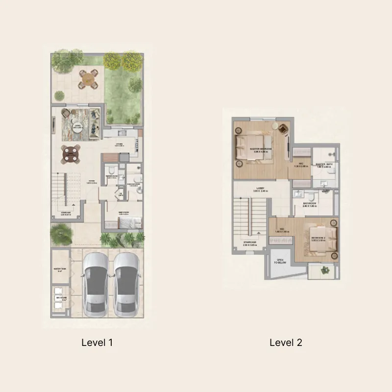 2 bedroom Townhouse floor plan at Al Ghadeer Parks