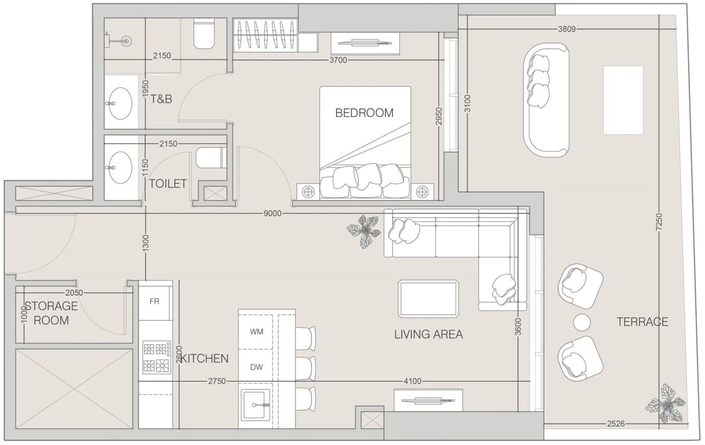 1 bedroom Apartments floor plan at The F1FTH Tower