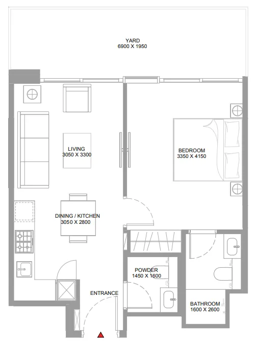 1 bedroom Apartments floor plan at Pristine Beach Residences