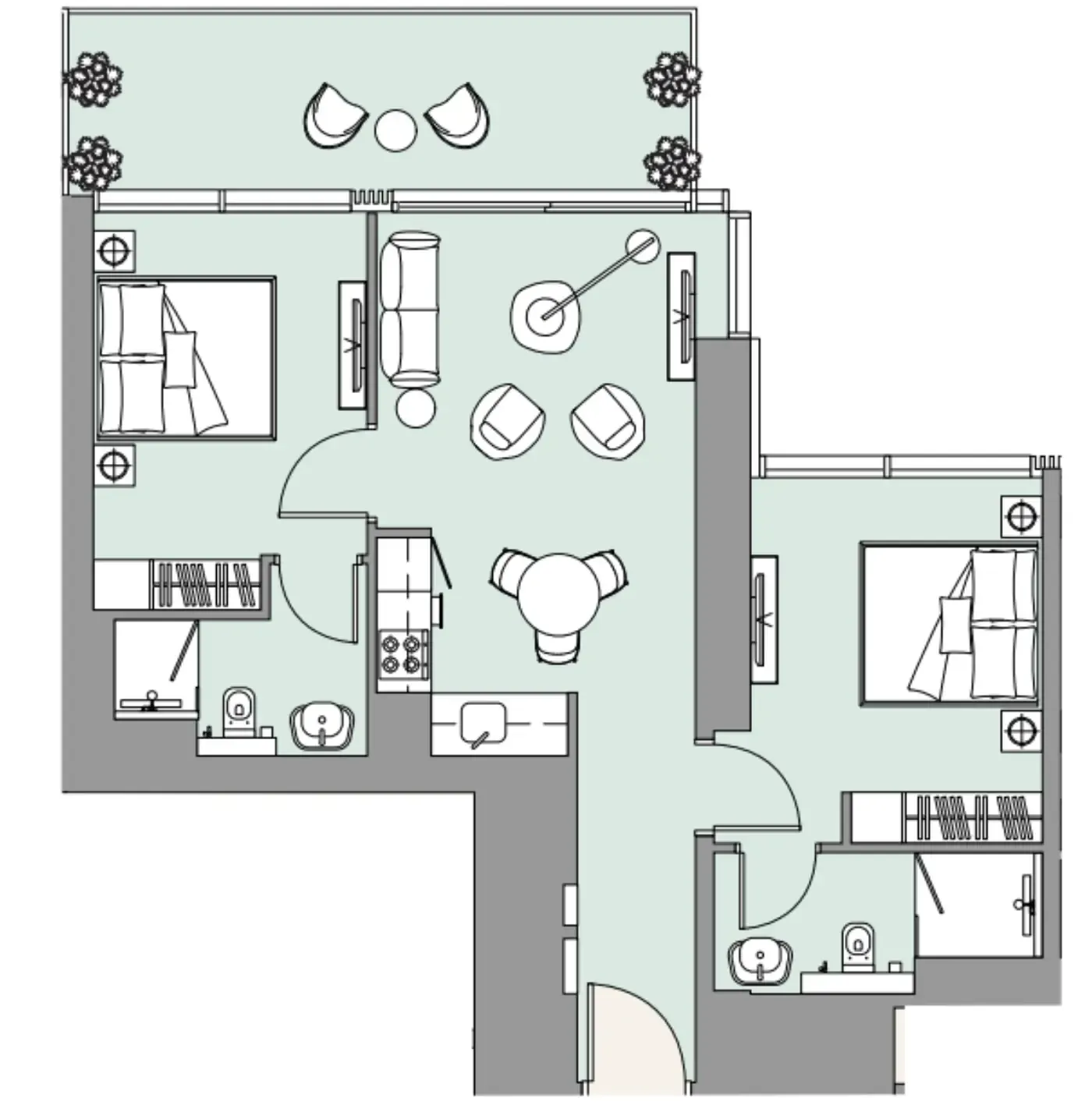 2 bedroom Apartments floor plan at The Edge