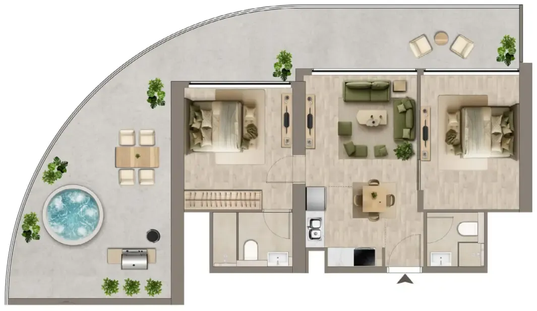 2 bedroom Apartments floor plan at Colibri Views