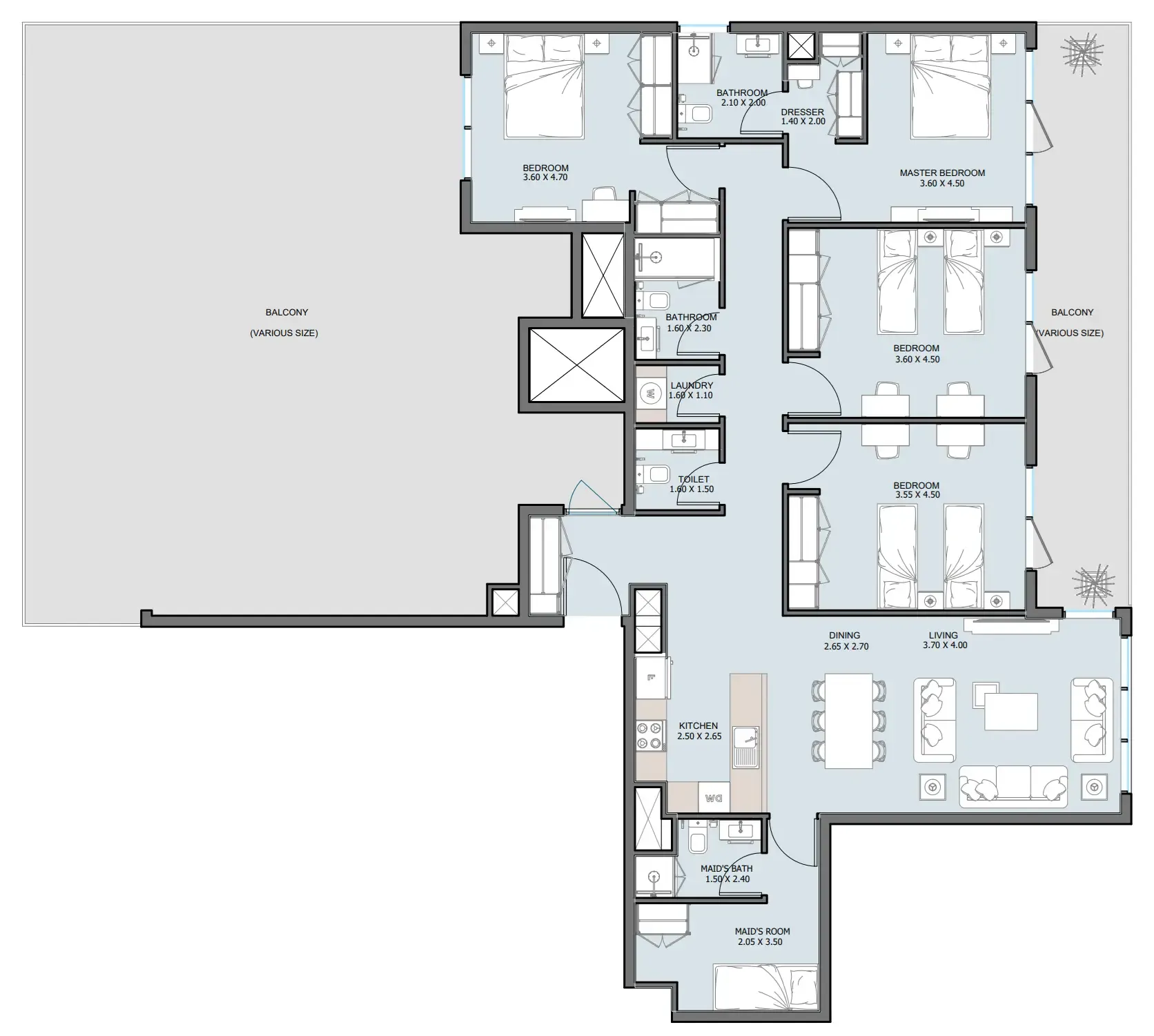 4 bedroom Apartments floor plan at The District