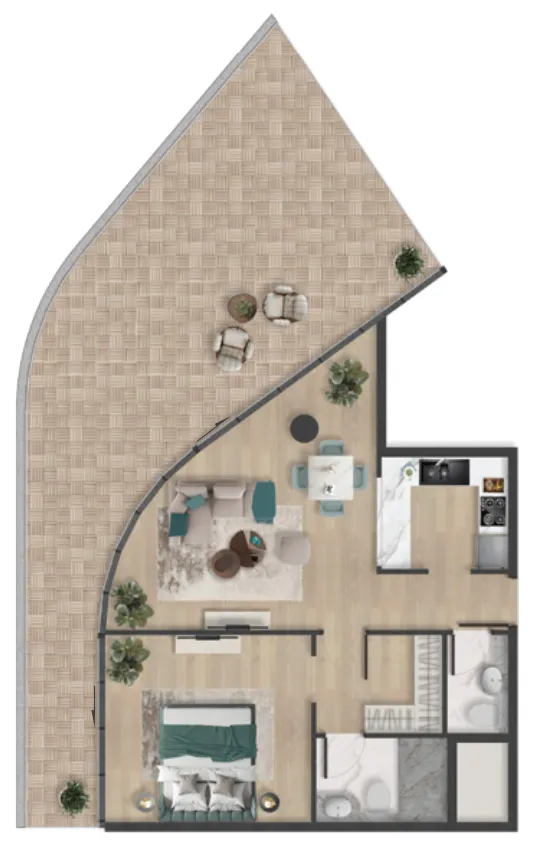 1 bedroom Apartments floor plan at Pelagia