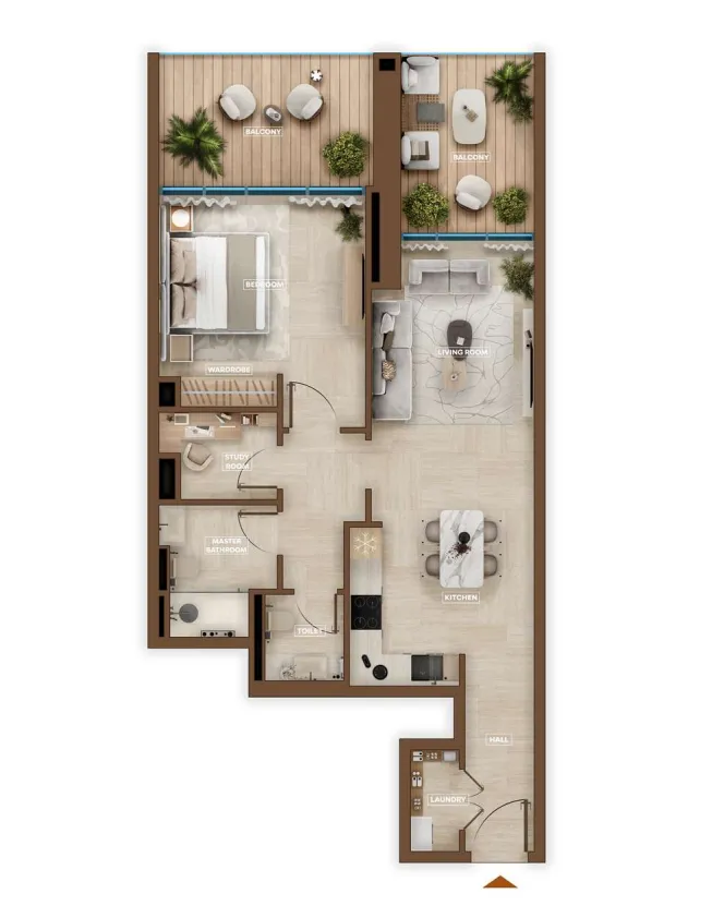 1.5 bedroom Apartments floor plan at Sky Hills Astra