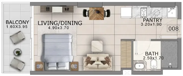 0 bedroom Apartments floor plan at Arlington Park 2
