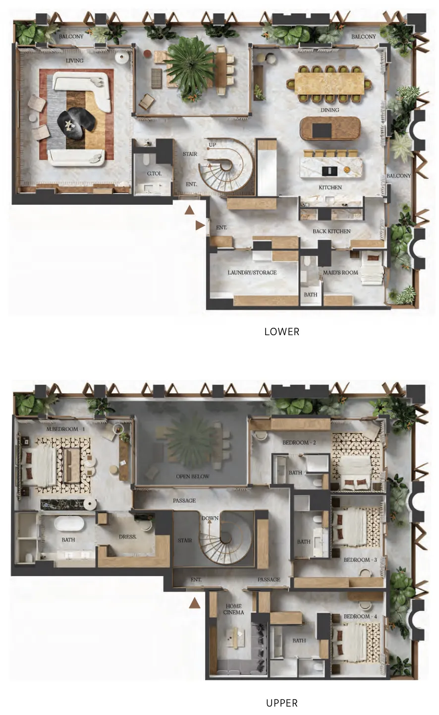 4 bedroom Duplex floor plan at Elire Managed by LUX