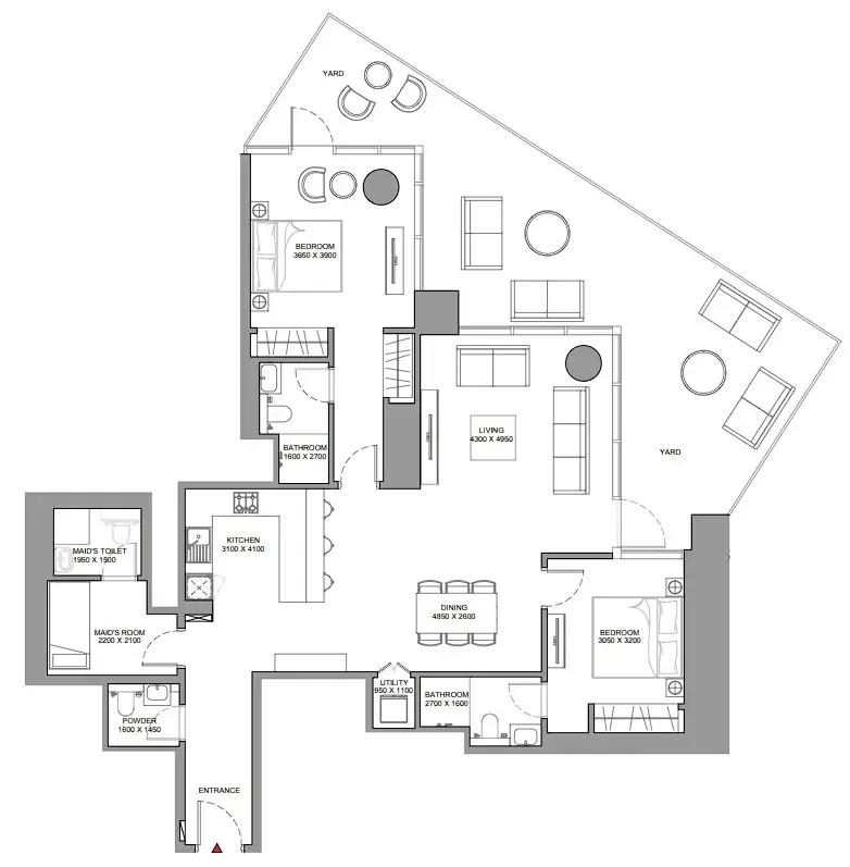 2 bedroom Apartments floor plan at Skyscape