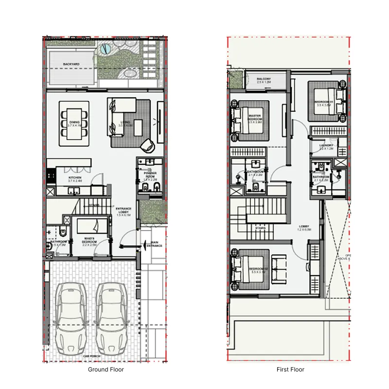 3.5 bedroom Townhouse floor plan at Azizi Florence