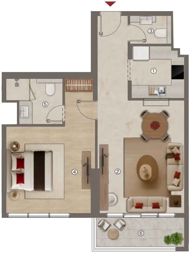 1 bedroom Apartments floor plan at Ramada Residences by Wyndham
