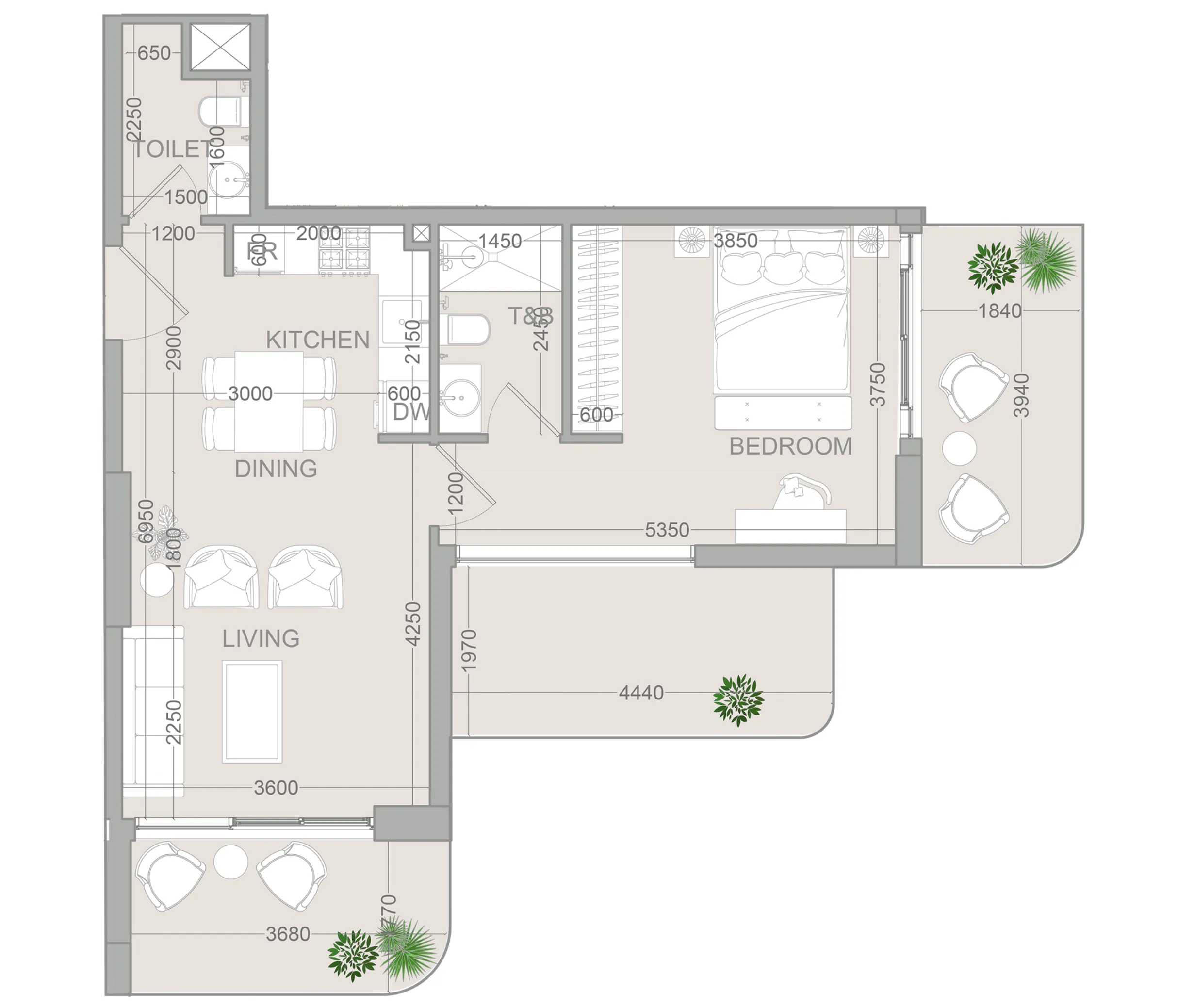 1 bedroom Apartments floor plan at TETR1S Tower