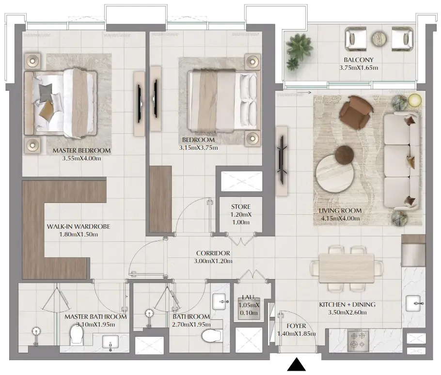 2 bedroom Apartments floor plan at Terra Woods