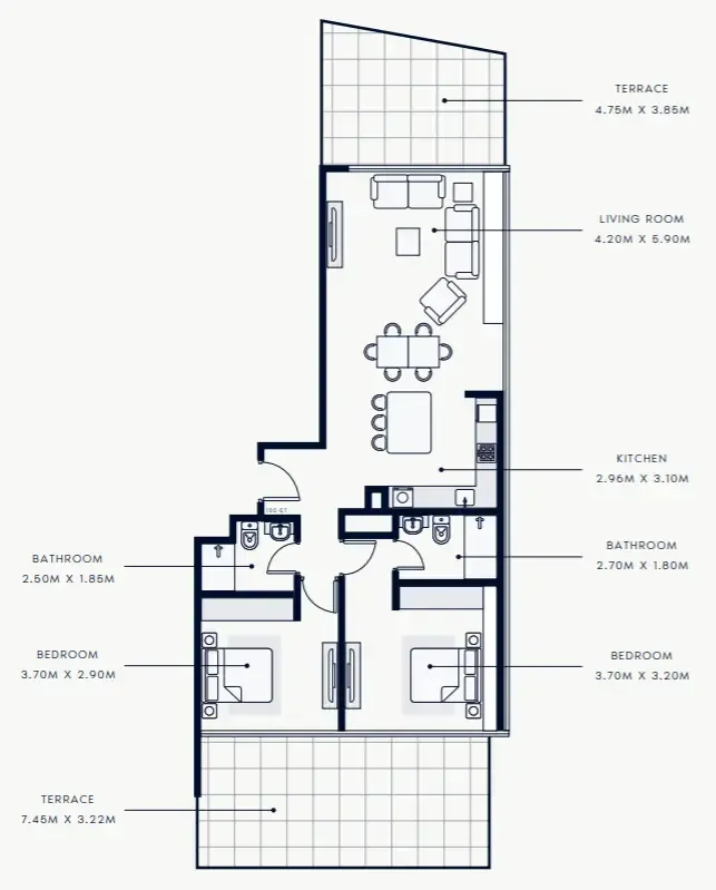 2 bedroom Apartments floor plan at Riviera Rêve