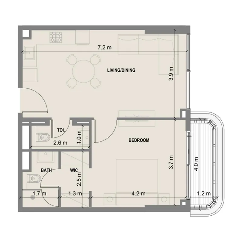 1 bedroom Apartments floor plan at Blue Marina Residence