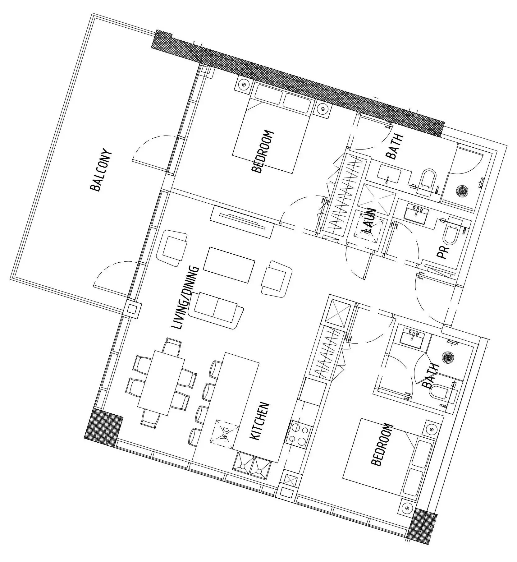 2 bedroom Apartments floor plan at Damac District