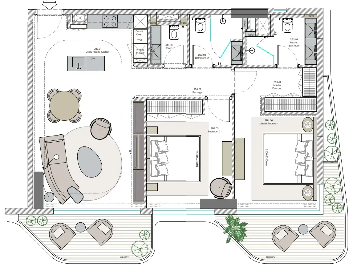 2 bedroom Apartments floor plan at Helvetia Verde