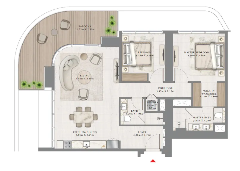 2 bedroom Apartments floor plan at Bayview by Address Resorts