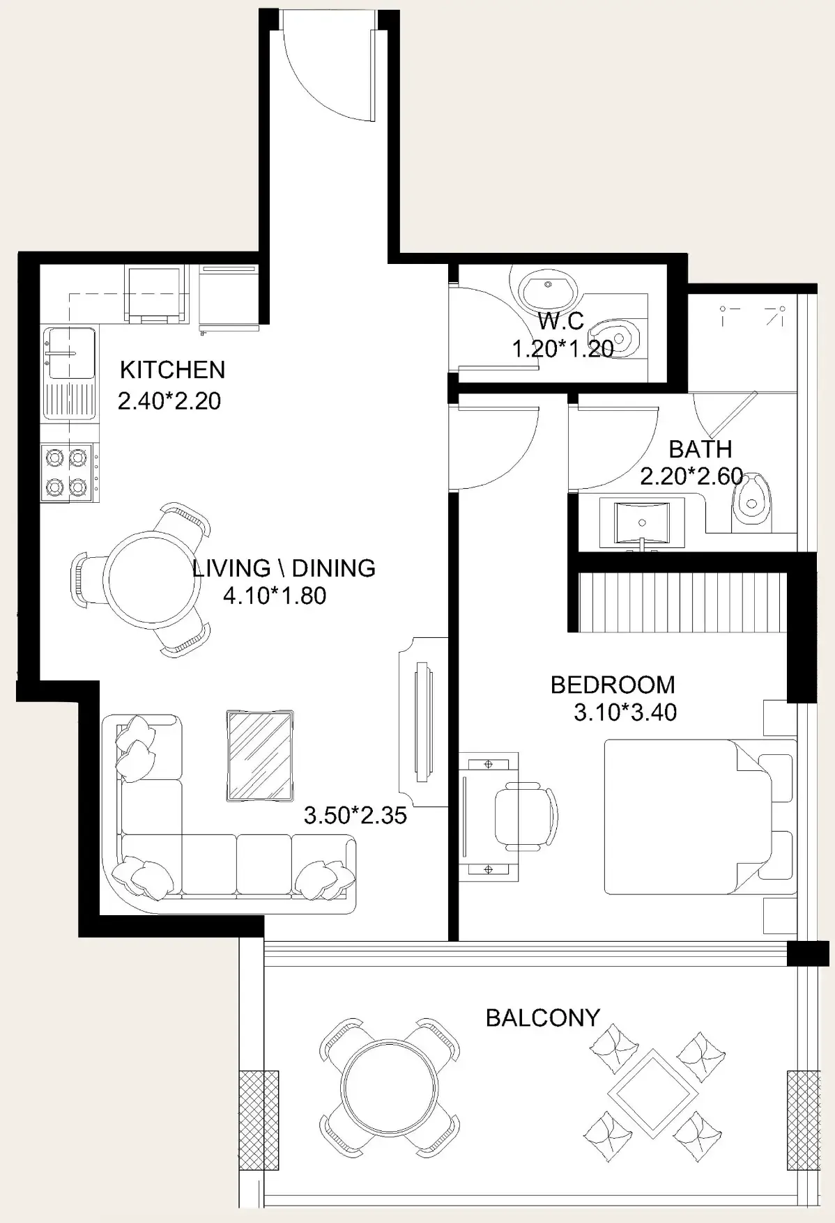 1 bedroom Apartments floor plan at X11