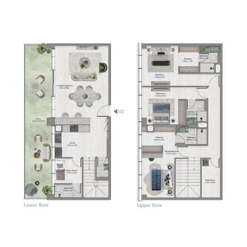 3 bedroom townhouse floor plan at Oceara Park View Residences Phase 1