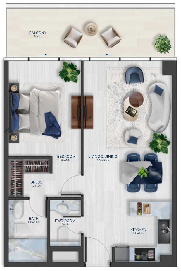 1 bedroom Apartments floor plan at Acacia by BNW Developments