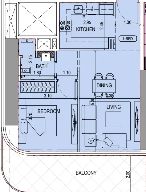 1 bedroom Apartments floor plan at Binghatti Sky Terraces