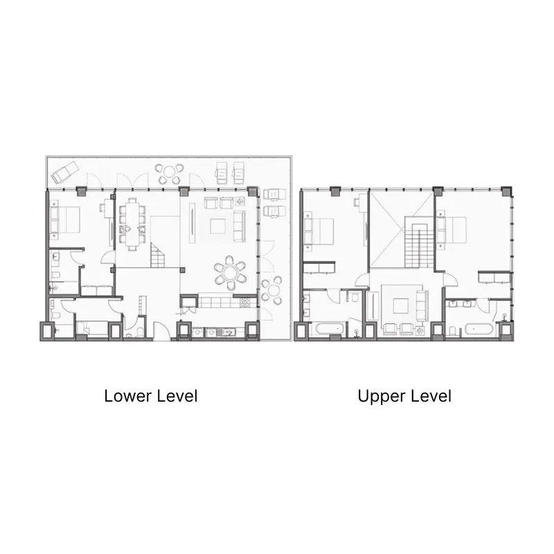 3 bedroom Duplex floor plan at Yas Beach Residence