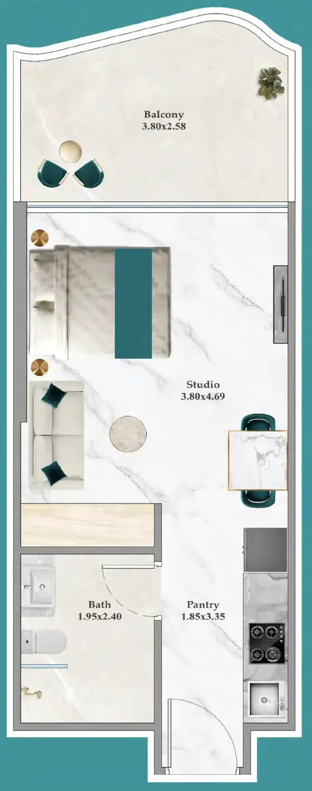 0 bedroom Apartments floor plan at Breez