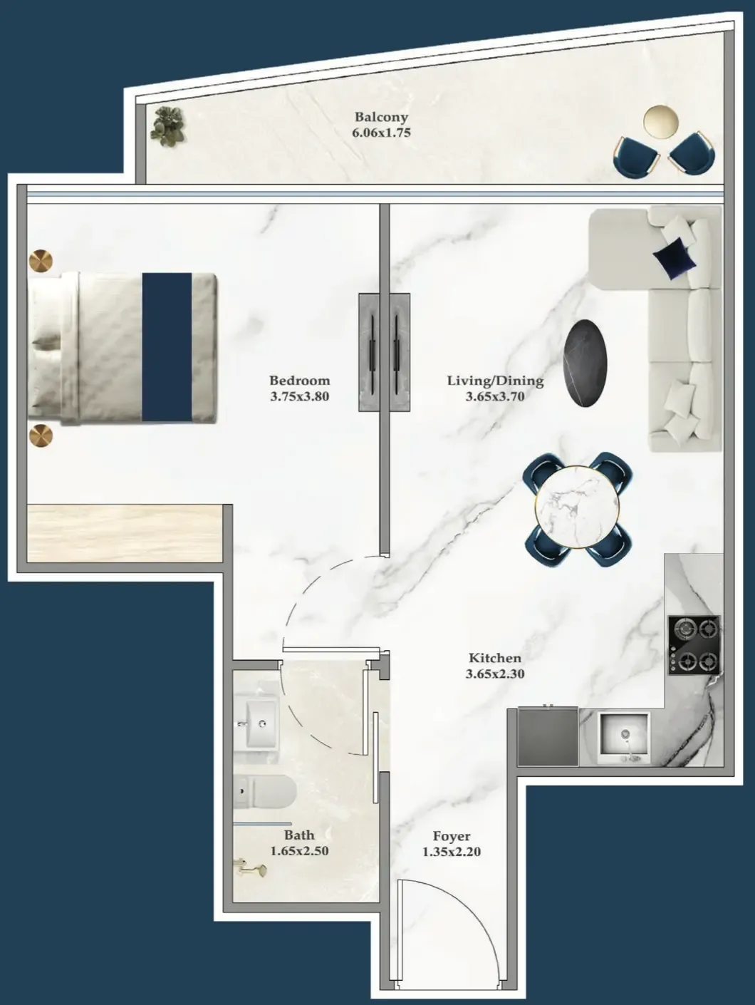 1 bedroom Apartments floor plan at Serenz