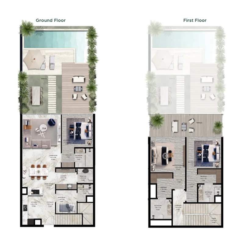 3.5 bedroom Townhouse floor plan at Jacob and Co Beachfront Living