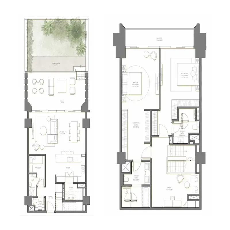 2 bedroom Villa floor plan at Palm Beach Tower 3